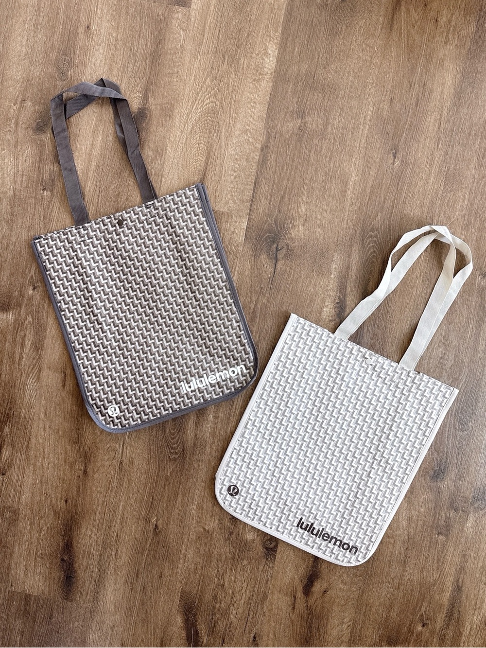 lululemon Reusable Shopping Totes Bundle of 2 - Large - Holiday Tan & Brown Logo